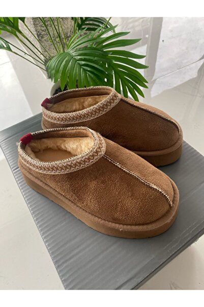 SOLAVİNA Kadın Kahverengi Mini Boy Süet İçi Kürklü Bot