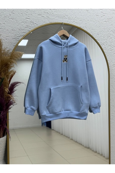 BENAHOLL Deloria Teddy Bear με τύπωμα 3 Κουκούλα με κορδόνια CI8987 Μπλε