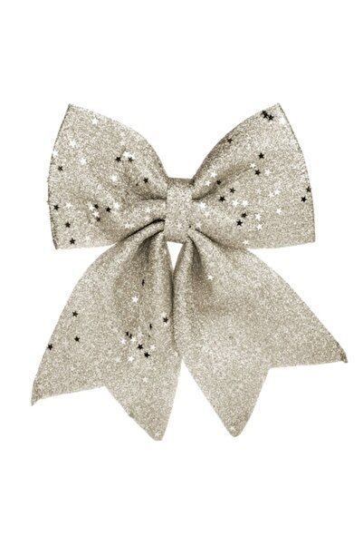 ANTBRO Fundă decorativă de Crăciun, argintie, sclipici, paiete steluță, 23x20 cm