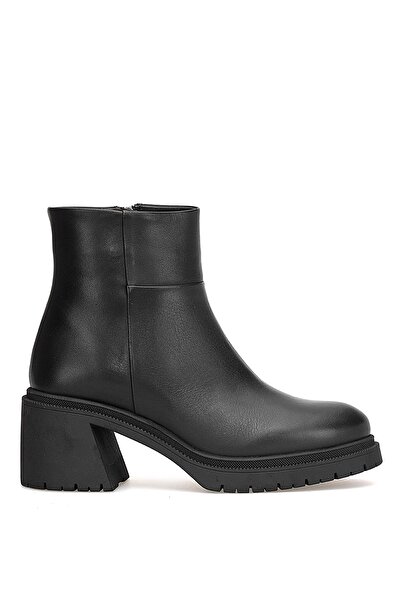 Mammamia حذاء نسائي بكعب من الجلد الطبيعي D25KB-8470 باللون الأسود