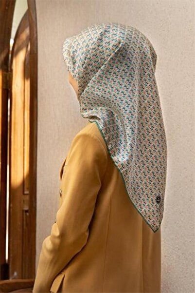 Vissona Tivil Silk Scarf 60992 - 21 - 0034 Cream Gray Pattern