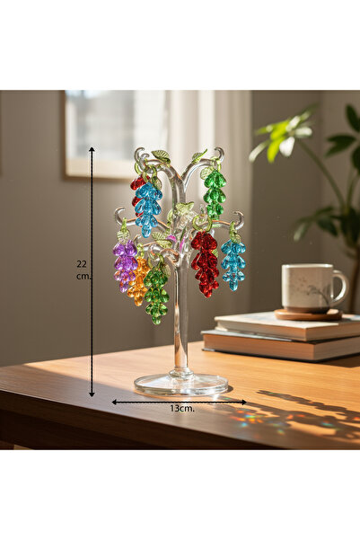 Hinora Kristal Renkli Üzüm Ağaç Model Dekoratif Süs 22x13x13cm