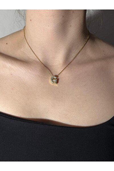 Sirena Accessories Gold Kaplama Zirkon Taşlı Harfli Kolye