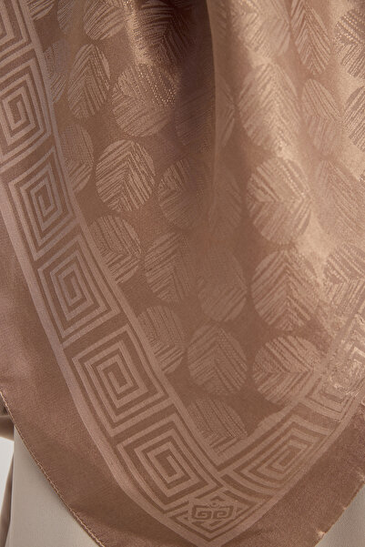 Wafa A1111 Jacquard Shiny Satin Scarf 110X110Cm - Mink
