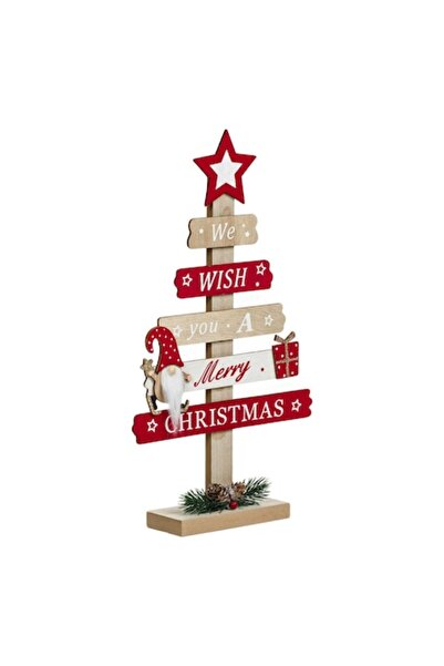 OEM Decorațiune de Crăciun din lemn cu plăcuțe, gnom și stea - 36,5 cm