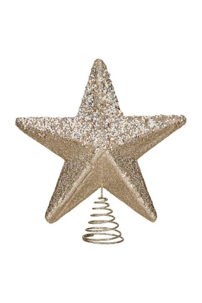 ANTBRO Buton de Crăciun - Stea din spumă, bej, zăpadă, cu sclipici, 30 cm