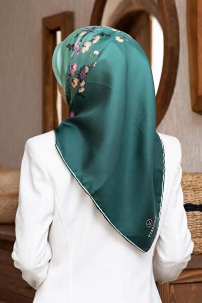 Vissona Tivil Silk Scarf 60849 - 9 - 0034 Mint Green Floral Pattern