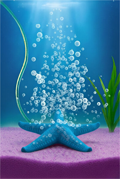 MD×JOA Hava Taşı Deniz Yıldızı ( Mavi ) Bütün Balık Türlere Uygun / Mini Akva...