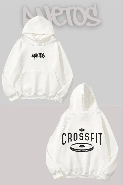 Anetos Φούτερ Crossfit iam Back με τύπωμα Λευκό με κουκούλα