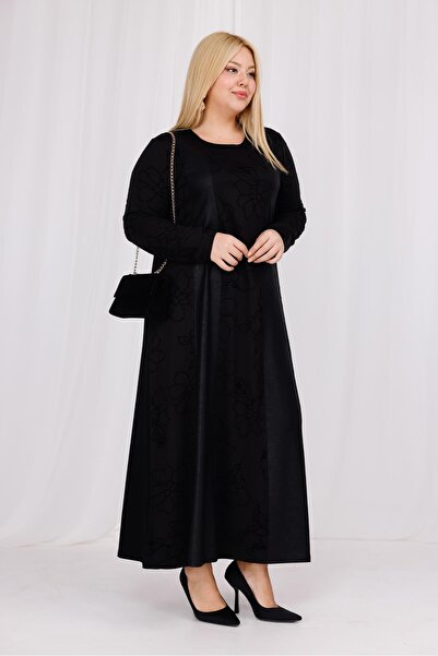 Siyezen Plus Size Floral Print Flared Dress