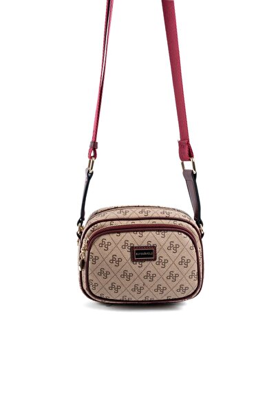 Silver Polo Dark Beige - Burgundy Sp1111 Women's Crossbody Bag