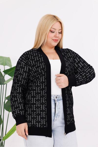 Siyezen Plus Size Zipper Cardigan
