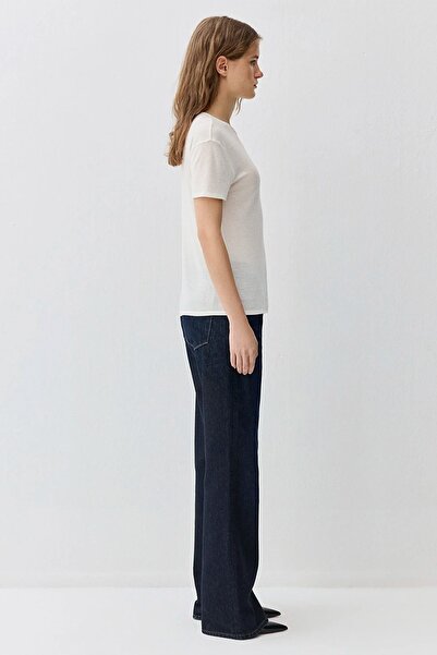 Mavi Γυναικείο μπλουζάκι από μαλλί μείγμα εκρού βασικό 1613653-80194