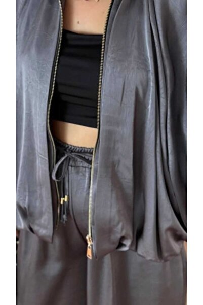 NÜANS MODA Satin Bomber Jacket