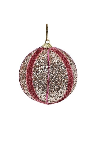 ANTBRO Ornament de Crăciun pentru brad - glob de spumă cu sclipici (bej/șampa...