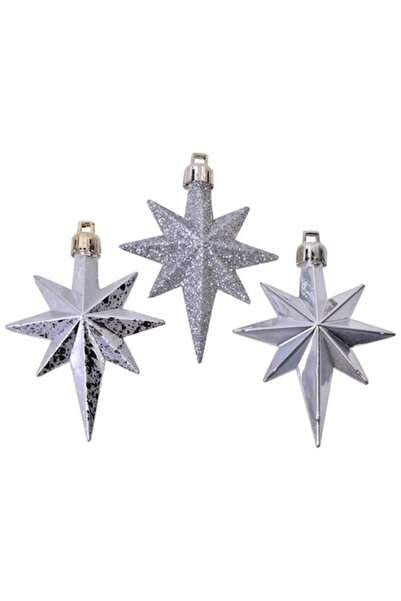 ANTBRO ® Set de 16 globuri de Crăciun în formă de stea, argintii mate, strălu...