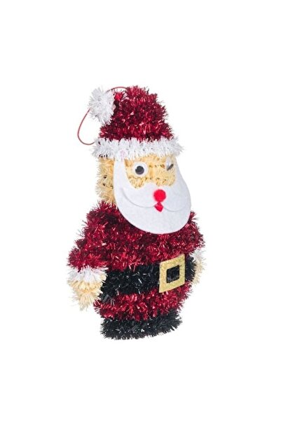 ANTBRO Ornament de Crăciun 3D - Moș Crăciun cu beteală albă și roșie irizată,...