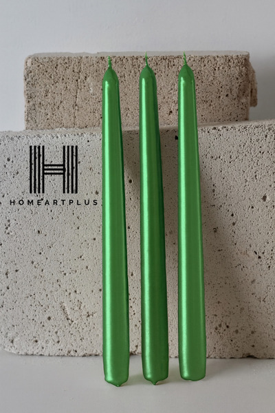 a&p 3 Lü Samdan Yılbaşı Yeşil Renk Kaplama Gövde 1. Kalite Mum