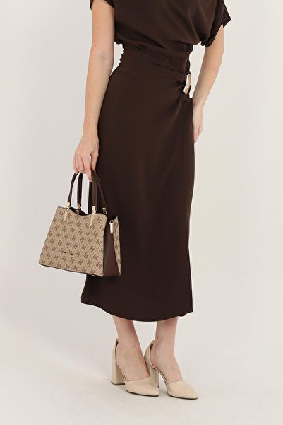 Silver Polo Koyu Bej - Kahve SP1205 Kadın El Çantası