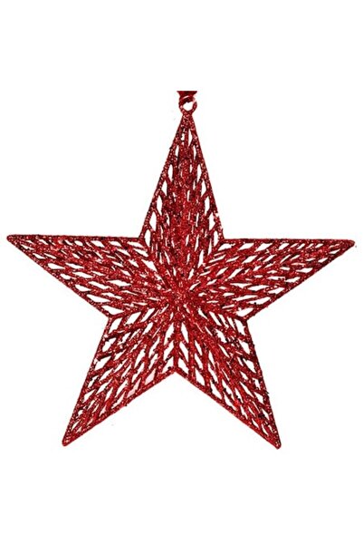 ANTBRO ® Ornament de Crăciun cu stea roșie și sclipici, 15 cm
