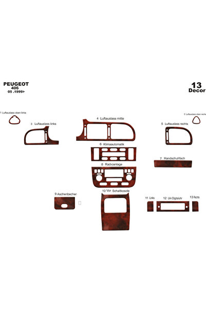 Marscockpitdesign غطاء كونسول وصندوق التخزين لسيارة بيجو 406 موديل 1999-2005،...