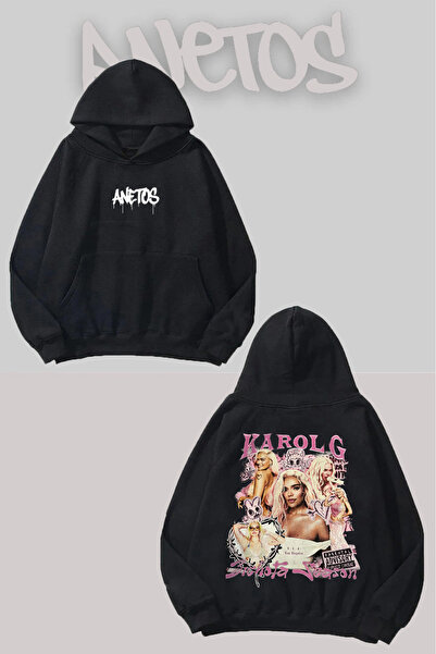 Anetos Карол Г. Черна суитшърт с качулка и печат на гърба