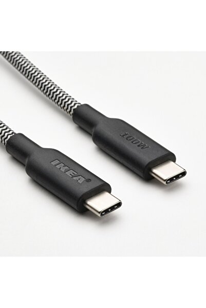 IKEA USB-C to USB-C Charger, black/white, 1.5 m/100 W