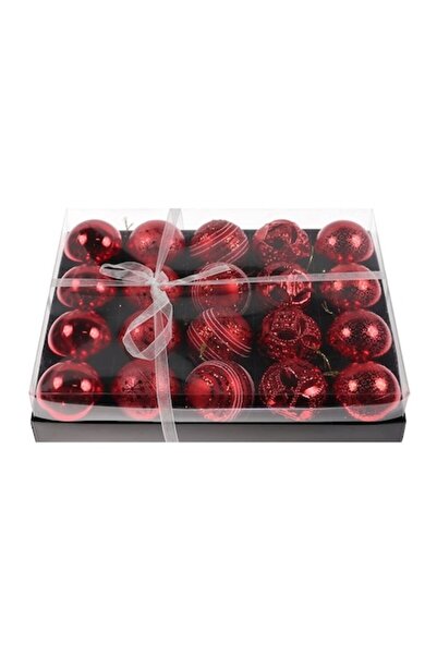 ANTBRO Σετ 20 κόκκινων χριστουγεννιάτικων μπάλων, πλαστικές, 6 εκ.