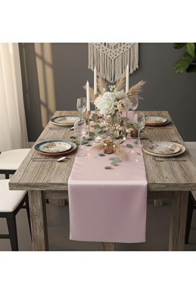 MODA Powder Pink Satin Runner |   The Sparkle of Elegance at the Tables ✨