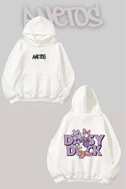 Anetos Daisy Duck 2 Sırt cu imprimeu Alb cu glugă Swea tricou