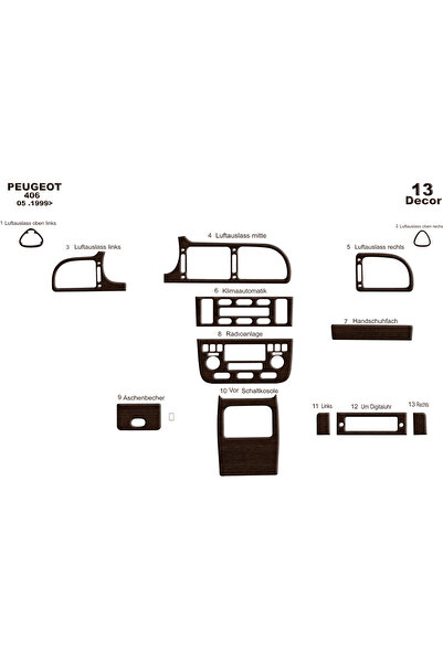 Marscockpitdesign غطاء كونسول وصندوق التخزين لسيارة بيجو 406 موديل 1999-2005،...