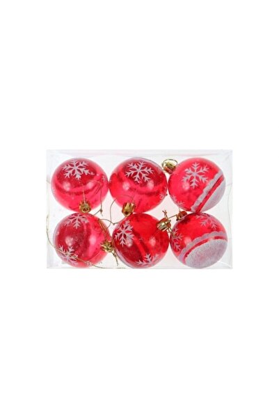 ANTBRO Set de 6 globuri de Crăciun roșii Antbro® decorate cu fulgi de zăpadă ...