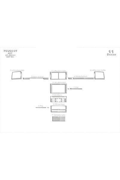 Marscockpitdesign غطاء كونسول وصندوق التخزين لسيارة بيجو 407 موديلات 2005-201...