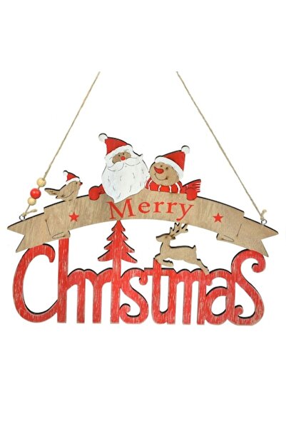 offlimits Pandantiv Moș Crăciun din lemn „Crăciun fericit”, DecorCasa, 31 cm