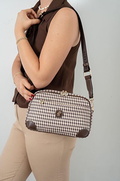 Silver Polo حقيبة كروس نسائية باللون البني والأصفر - موديل SP1094