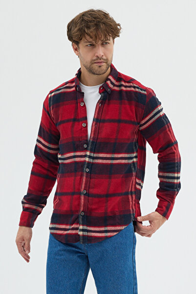 Cosplay Erkek Kalın Flanel Oduncu Gömlek - Geniş Kareli, Cepsiz, Kışlık Uzun Kollu Overshirt