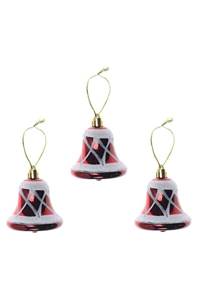ANTBRO ® Set de 3 globuri de Crăciun - în formă de clopoțel, roșii, 6 cm