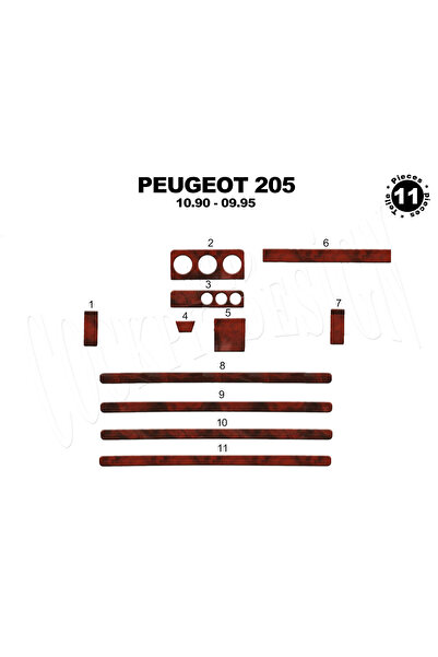 Marscockpitdesign غطاء كونسول وصندوق التروس لسيارة بيجو 205 موديل 1990-1995، ...
