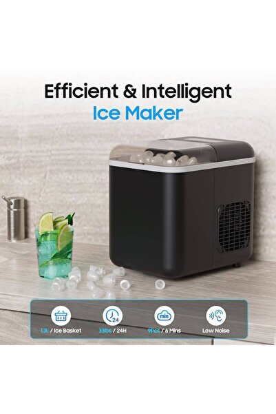 AB Luxury Concept Aparat inteligent de făcut cuburi de gheață, produce 12 kg/24h de cuburi, rezervor de apă de 1,3 l, aplicație pentru telefon, 29,3x22,3x28,5 cm