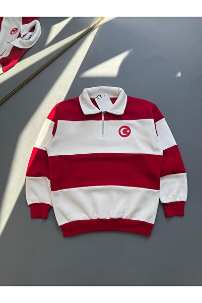 Combineman35 Unisex Zippered Polo Neck Flag Sweatshirt Set