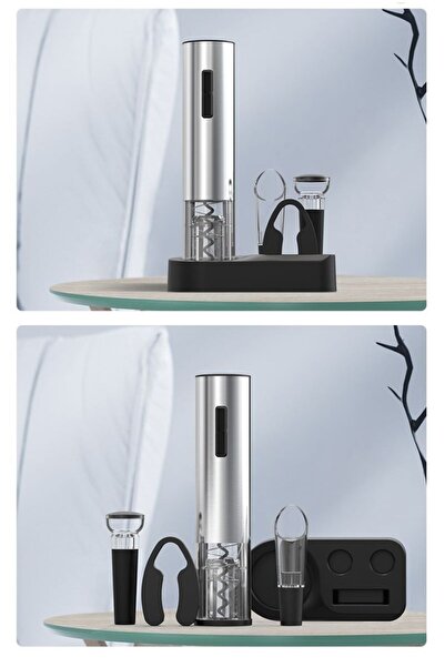 AB Luxury Concept Electric Corkscrew Set 4in1 with foil cutter, vacuum stopper and aerator, support base, USB charging