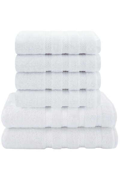 DAVEZA Set 6 Prosoape Premium Daveza, 600 GSM, 100% Bumbac Turcesc, Culoare Alb