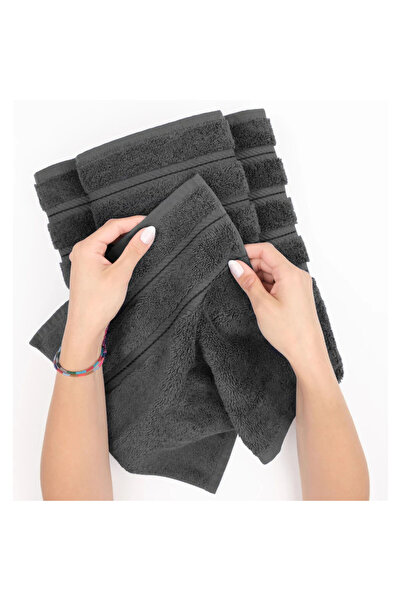 DAVEZA Set of 3 Premium Daveza Towels, 600 GSM, 100% Turkish Cotton, Dark Grey Color