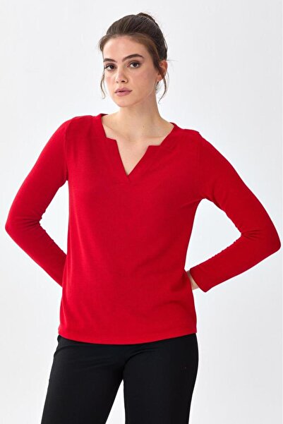 İKİLER V Yaka Uzun Kol Bluz 256-1009