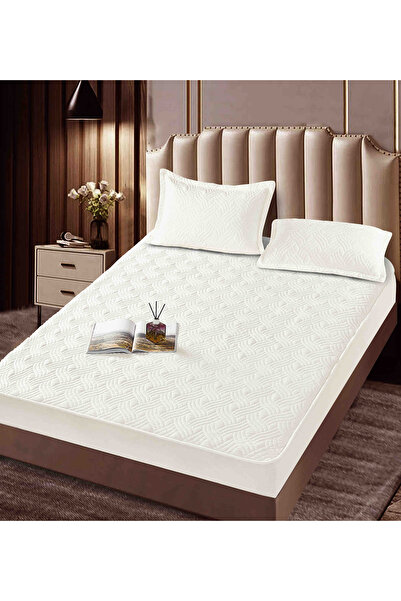 JOJO HOME Velvet Quilted Topper Cover, 180x200, 3 Pieces, White