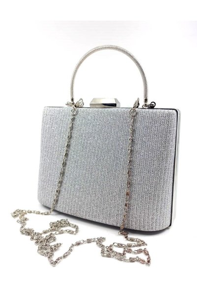 Generic Brand Silver Glitter Tablet Evening Bag