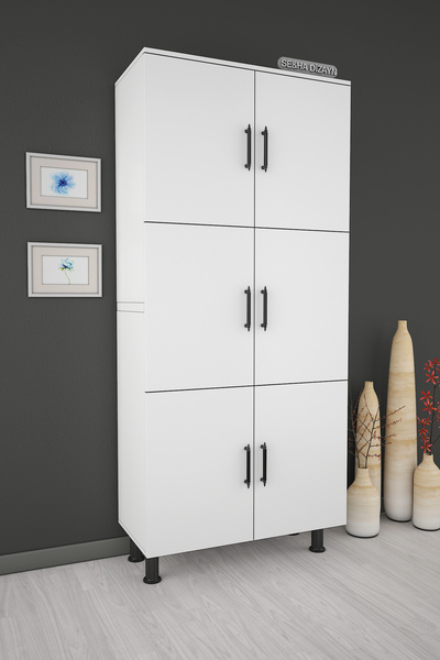 A-SOBE Seramik & Ahşap 6 Kapaklı Kiler Dolabı 70 cm