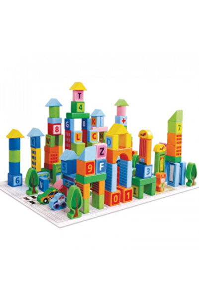 Stuniko Set de 100 de blocuri de construcție din lemn pentru copii, jucărie e...