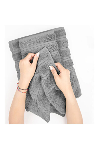 DAVEZA Set of 2 Premium Daveza Towels, 600 GSM, 100% Turkish Cotton, Light Grey Color