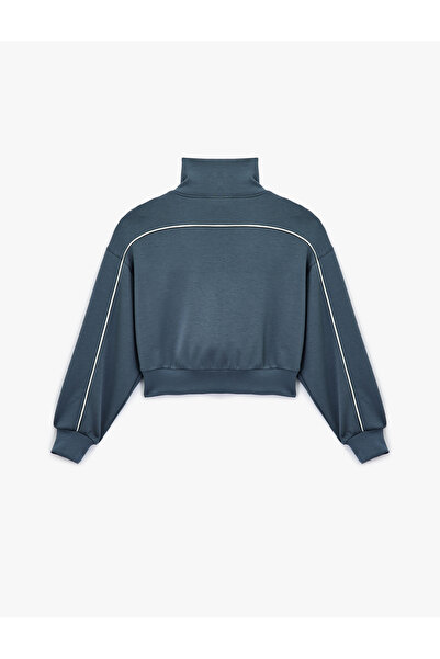 Koton ψηλός λαιμός Αθλητικό φούτερ με με ρέλι φερμουάρ από μείγμα βισκόζης, άνετο και άνετο